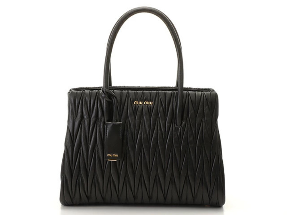 Miu Miu Matelasse Shoulder Bag Black Leather